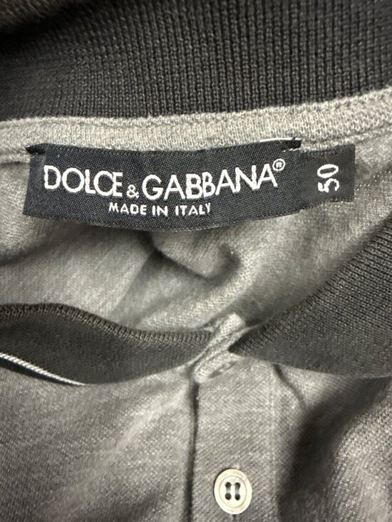 Dolce & Gabbana Polo Shirt Men's Grey Logo Short Sleeve Size EU 50 US Large - Picture 8 of 8
